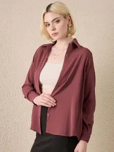 The Roadster Lifestyle Co. Women Textured Spread Collar Casual Shirt