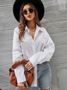 BAESD Women Comfort Regular Fit Solid Spread Collar Cotton Casual Shirt