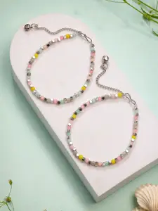 Anouk Silver-Plated Artificial Beaded Anklet