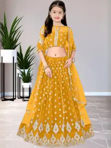 F Plus Fashion Girls Semi-Stitched Lehenga & Unstitched Blouse Net