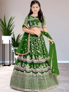 F Plus Fashion Girls Embellished Semi-Stitched Lehenga Set With Dupatta