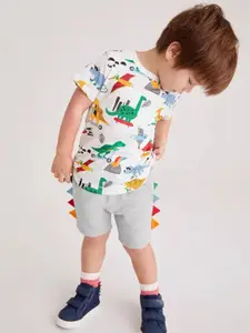 INCLUD Boys Printed Round Neck T-Shirt With Shorts