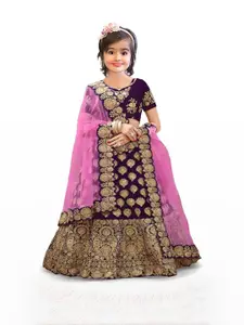 F Plus Fashion Girls Semi-Stitched Lehenga Set