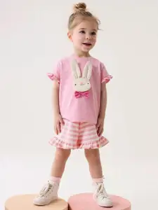 INCLUD Girls Rabbit Patch Work T-Shirt With Shorts