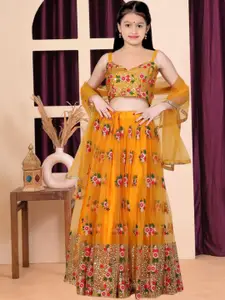 F Plus Fashion Girls Semi-Stitched Lehenga & Unstitched Blouse Net