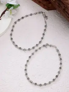 Anouk Set Of 2 German Silver-Plated Anklets