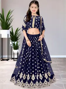 F Plus Fashion Girls Embellished Semi-Stitched Lehenga & Unstitched Blouse With Dupatta