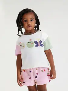 INCLUD Girls Printed Round Neck T-Shirt With Shorts