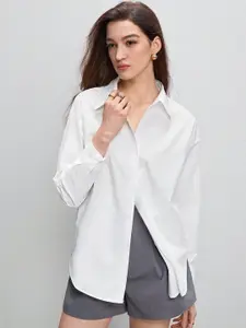 CORSICA Women Comfort Regular Fit Solid Spread Collar Cotton Casual Shirt