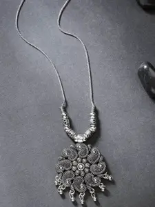 Anouk German Silver -Plated Floral Shape Pendant with Chain