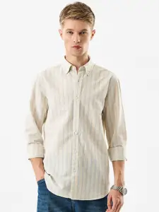 Snitch Men Modern Slim Fit Striped Casual Shirt