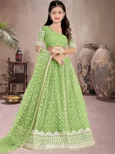 F Plus Fashion Girls Embellished Semi-Stitched Lehenga & Unstitched Blouse With Dupatta