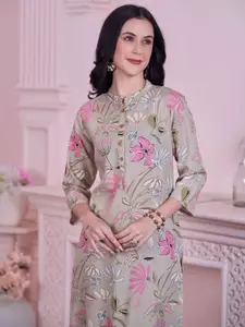 Anouk Women Floral Printed Mandarin Collar Kurta