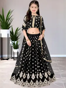 F Plus Fashion Girls Embellished Semi-Stitched Lehenga & Unstitched Blouse Net