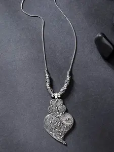 Anouk German Silver Silver-Plated Oxidised Pendant With Chain
