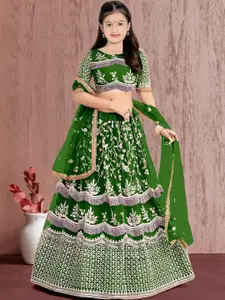 F Plus Fashion Girls Embroidered Semi-Stitched Lehenga & Unstitched Blouse With Dupatta