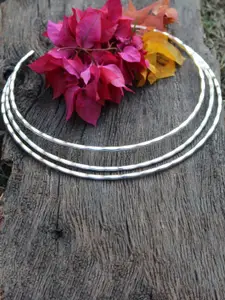 Anouk German Silver-Plated Oxidised 3 Layers Choker Necklace