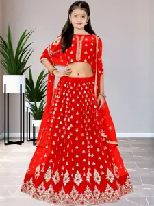 F Plus Fashion Girls Embellished Lehenga & Blouse With Dupatta