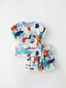 INCLUD Boys Printed Round Neck T-Shirt With Shorts