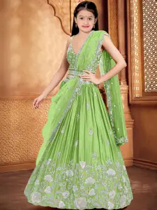 F Plus Fashion Girls Embellished  Semi-Stitched Lehenga & Unstitched Blouse With Dupatta