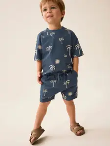 INCLUD Boys Printed Round Neck T-Shirt With Shorts