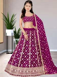 F Plus Fashion Girls Lehenga Choli with Dupatta Set