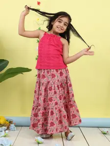 Sangria Girls Embroidered Cotton Sleeveless Lehenga Choli