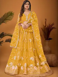 F Plus Fashion Girls Semi-Stitched Lehenga & Unstitched Blouse Net