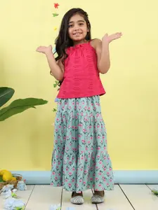 Sangria Girls Embroidered Cotton Sleeveless Lehenga Choli