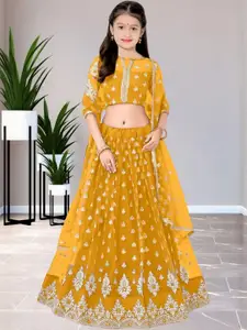 F Plus Fashion Girls Embroidered Semi-Stitched Lehenga & Unstitched Blouse With Dupatta