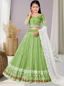 F Plus Fashion Girls Semi-Stitched Lehenga & Unstitched Blouse Net