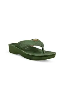 Aeroblu Olive Green Women Printed Block Slip-On Sandals