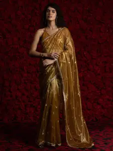 Saree mall Organza Ethnic Embellished Ready to Wear Saree with Matching Blouse