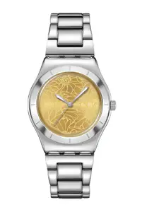 Swatch Women Printed Dial & Stainless Steel Bracelet Style Straps Analogue Watch YLS236G