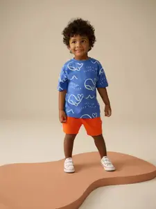INCLUD Boys Printed Round Neck T-Shirt With Shorts