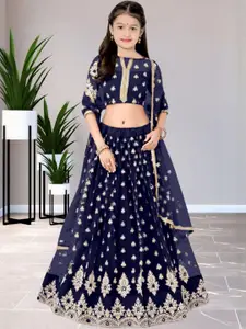 F Plus Fashion Girls Embellished Semi-Stitched Lehenga & Unstitched Blouse With Dupatta