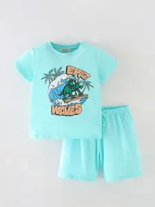 INCLUD Boys Printed Round Neck T-Shirt With Shorts