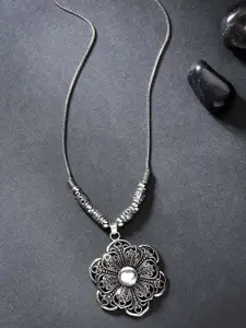 Anouk German Silver Floral Shape Pendant with Chain