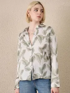 The Roadster Lifestyle Co. Women Floral Printed Spread Collar Satin Casual Shirt