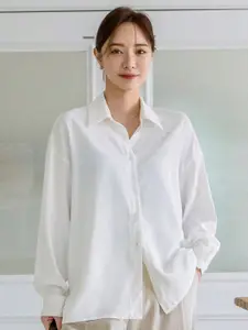 BAESD Women Comfort Regular Fit Solid Spread Collar Cotton Casual Shirt