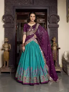 LOOKNBOOK ART Embellished Sequinned Ready to Wear Lehenga & Unstitched Blouse With Dupatta