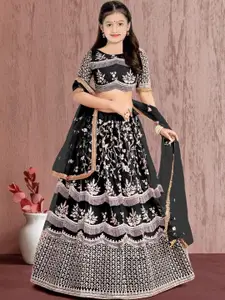 F Plus Fashion Girls Embroidered Semi-Stitched Lehenga & Unstitched Blouse With Dupatta