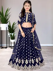 F Plus Fashion Girls Semi-Stitched Lehenga & Unstitched Blouse Net