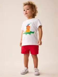 INCLUD Boys Embroidered Round Neck T-Shirt With Shorts