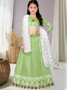 F Plus Fashion Girls Semi-Stitched Lehenga & Unstitched Blouse Net