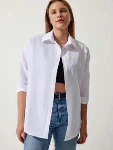 BAESD Women Comfort Regular Fit Solid Spread Collar Cotton Casual Shirt