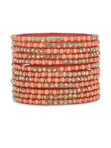 1ST TIME 12 Pcs Orange Glass Bangles