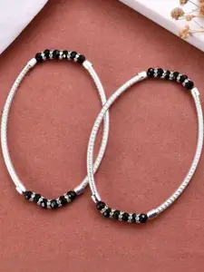 Inites Silver-Plated Artificial Stones and Beads Anklet