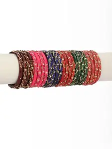 1ST TIME Women Multi Colored Set of 6 Ethnic Alloy Bangles