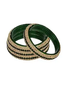 1ST TIME Set of 4 Artificial Beads & Stones Studded Alloy Bangle